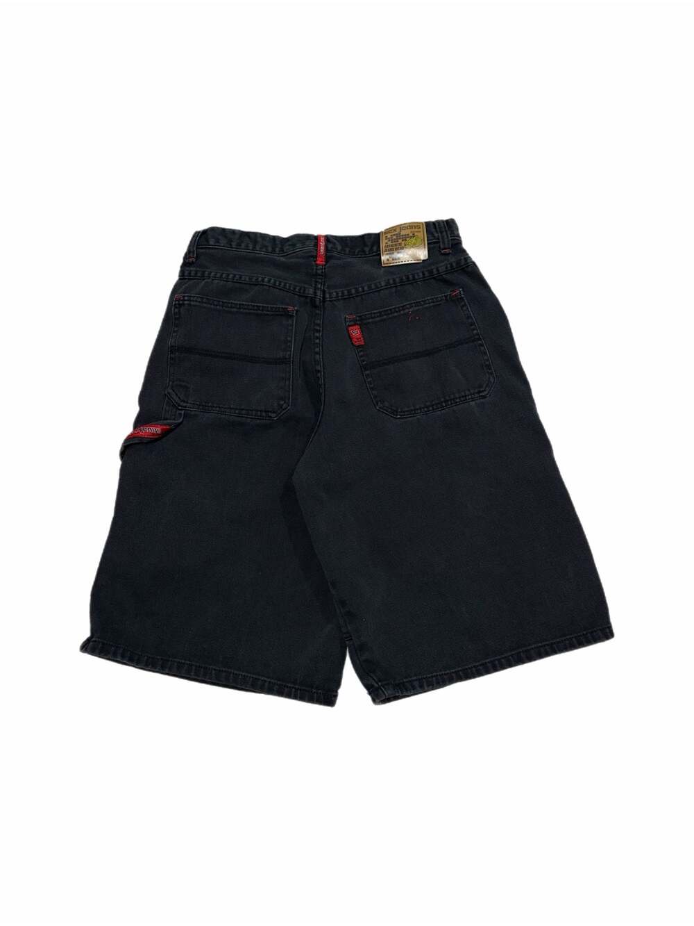 Vintage SCX Jeans Baggy Black Carpenter Denim Shorts 90s Y2K Streetwear